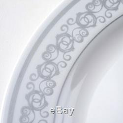Plastic WHITE Silver Rim 7.5 PLATES Disposable Party Wedding Catering Dinner