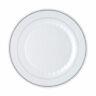 Plastic White Silver Rim 7.5 Plates Disposable Party Wedding Catering Sale