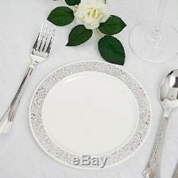 Plastic WHITE with Silver Rim 6.25 PLATES Disposable Party Wedding WHOLESALE
