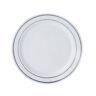 Plastic White With Silver Rim 6 Plates Disposable Party Wedding Wholesale
