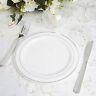 Plastic White With Silver Rim 8 Plates Disposable Party Wedding Wholesale