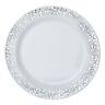 Plastic White With Silver Rim 9 Plates Disposable Party Wedding Wholesale