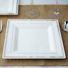 Plastic White 8 Square Plates With Silver Rim Disposable Wedding Tableware Sale