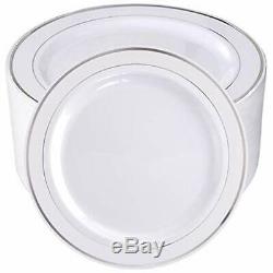 Plates 100Pieces Silver Plastic Plates-10.25inch Rim Disposable Dinner For &