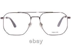 Police Horizon-4 VPLG82 0509 Eyeglasses Men's Silver Full Rim Pilot 54mm