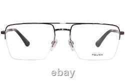 Police Quest-2 VPLG71 0509 Eyeglasses Men's Silver/Black Semi Rim 55mm