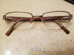 Prada Eyeglasses Frame VPR 64H 7BP-1O1 135 Brown Silver Half Rim Frame Italy