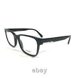 Prada Eyeglasses Frames VPR 06U 1AB-1O1 Black Silver Square Full Rim 54-19-145