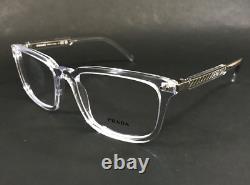 Prada Eyeglasses Frames VPR13Y 2AZ-1O1 Clear Silver Rectangle Full Rim 55-19-140