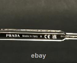 Prada Eyeglasses Frames VPR13Y 2AZ-1O1 Clear Silver Rectangle Full Rim 55-19-140