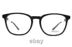 Prada Eyeglasses Frames VPR19Z 1AB-1O1 Black Silver Square Full Rim 53-19-140
