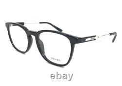 Prada Eyeglasses Frames VPR19Z 1AB-1O1 Black Silver Square Full Rim 53-19-140