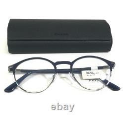 Prada Eyeglasses Frames VPR58Y 02N-1O1 Blue Silver Panto Full Rim 48-20-145