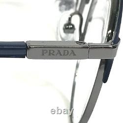 Prada Eyeglasses Frames VPR58Y 02N-1O1 Blue Silver Panto Full Rim 48-20-145