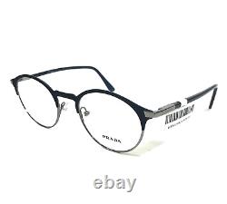 Prada Eyeglasses Frames VPR58Y 02N-1O1 Blue Silver Panto Full Rim 48-20-145