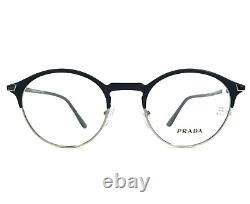 Prada Eyeglasses Frames VPR58Y 02N-1O1 Blue Silver Round Full Rim 48-20-145