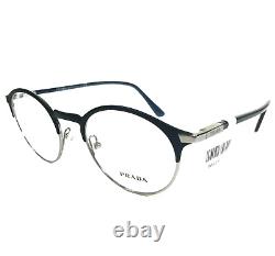 Prada Eyeglasses Frames VPR58Y 02N-1O1 Blue Silver Round Full Rim 48-20-145