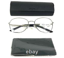 Prada Eyeglasses Frames VPR64Y GAQ-1O1 Black Silver Round Full Rim 54-18-135