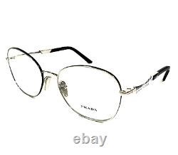 Prada Eyeglasses Frames VPR64Y GAQ-1O1 Black Silver Round Full Rim 54-18-135