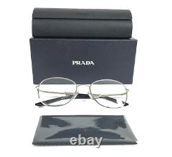 Prada Eyeglasses Frames VPR64Y GAQ-1O1 Black Silver Round Wire Rim 52-18-135