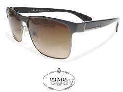 Prada Men's Sunglasses Silver Havana Rectangle Full Rim SPR 510 58 17 140