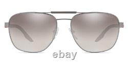 Prada PS 53XS Men Sunglasses Gunmetal Frame Gradient Gray Mirrored Silver Lens