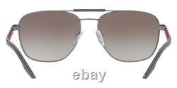 Prada PS 53XS Men Sunglasses Gunmetal Frame Gradient Gray Mirrored Silver Lens