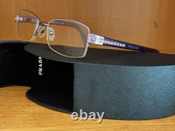 Prada VPR 57M Crystals/ Purple/ Silver Half Rim Frame 50- 17-135 withCase Italy