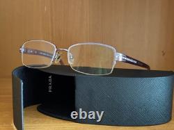 Prada VPR 57M Crystals/ Purple/ Silver Half Rim Frame 50- 17-135 withCase Italy