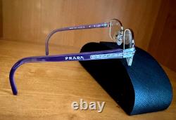 Prada VPR 57M Crystals/ Purple/ Silver Half Rim Frame 50- 17-135 withCase Italy