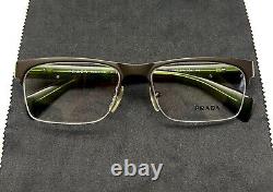 Prada VPR 67P LAH-1O1 Half Rim Eyeglasses Glasses Matte Brown Green Havana 54mm