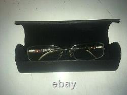 Prada VPR64H 5AV-1O1 Eyeglasses Frames Rectangular Black Silver Half Rim 135mm