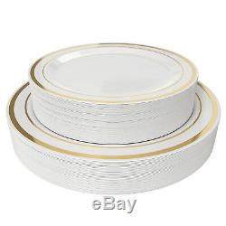 Premium Dinner/ Wedding Disposable Plastic Plates 60-180 pieces-Silver/Gold