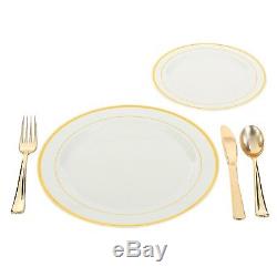 Premium Plastic Disposable Plates Gold Silver White Wedding Occasion Party Bulk