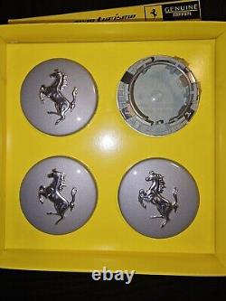 Rare Factory Ferrari Silver Centre Rim Caps For Oem Wheel New