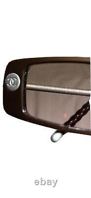 Rare Y2K Vintage Cyber Wrap Authentic CHANEL Brown And Silver Sunglasses