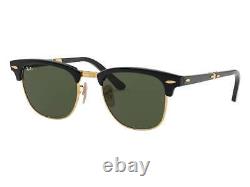 Ray Ban Club master Folding RB2176 901 51 Black Gold Frame Green Lenses