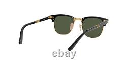 Ray Ban Club master Folding RB2176 901 51 Black Gold Frame Green Lenses