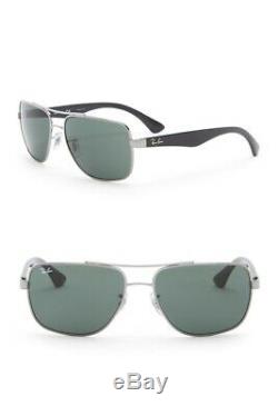 Ray-Ban RB3483 Men Sunglasses Rectangular Silver Rim Black Lens