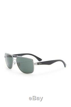 Ray-Ban RB3483 Men Sunglasses Rectangular Silver Rim Black Lens