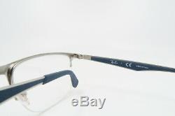 Ray-Ban Unisex Semi-Rim Brushed Silver/Blue Glasses with Case RB 6362 2595 53mm