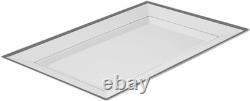Rectangular Serving Plates 100 Count 12.5 x 8.25 Inch Silver-Rimmed Plastic