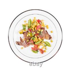 Restaurantware-10.5 x 10.5 Inch Disposable White Plates, 100 With Silver Trim