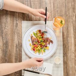 Restaurantware-10.5 x 10.5 Inch Disposable White Plates, 100 With Silver Trim