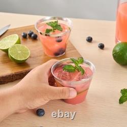 Restaurantware 9oz Clear Plastic Cups with Silver Rim 500 Pack Party Tumblers