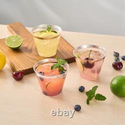 Restaurantware 9oz Clear Plastic Cups with Silver Rim 500 Pack Party Tumblers