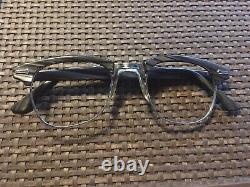 Retro Grey/Silver Horn Rim Shuron RonSir Eyeglass Frame USA 46-20 UNIFIT Bridge