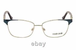 Roberto Cavalli RC0762 017 Silver/Blue Rectangle 53mm Full Rim Women Eyeglasses