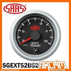 SAAS Exhaust Temp 300-1300 Degrees EGT Pyro Gauge Series II 52mm Silver Rim
