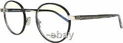 SAINT LAURENT YSL 125 001 Round Black Shiny Blk Demo Lens 49mm Unisex Eyeglasses